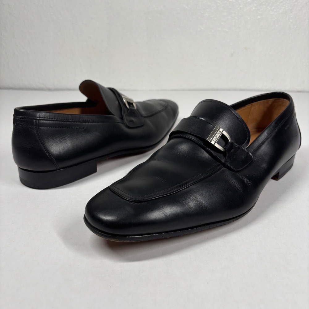 Magnanni Raso ll Leather Buckle Bit Loafers Lino Dress Shoes Mens 8M Black $425‎